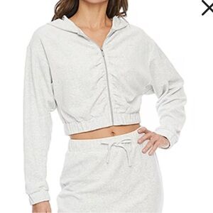Juicy couture silver velour rouched zip up jacket